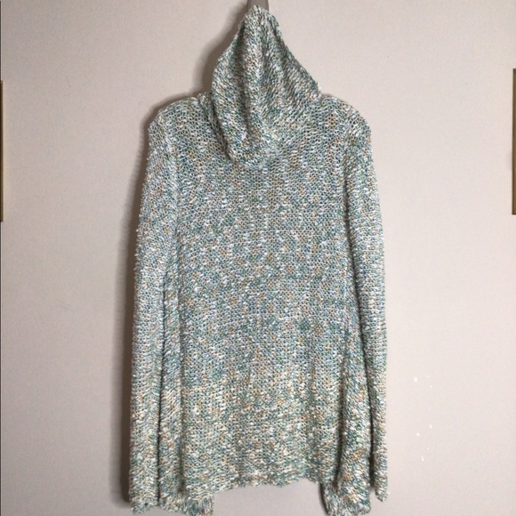MOTH by Anthropologie Hooded Chunky Knit Cardigan Spring Colors Pockets Open - Picture 6 of 11